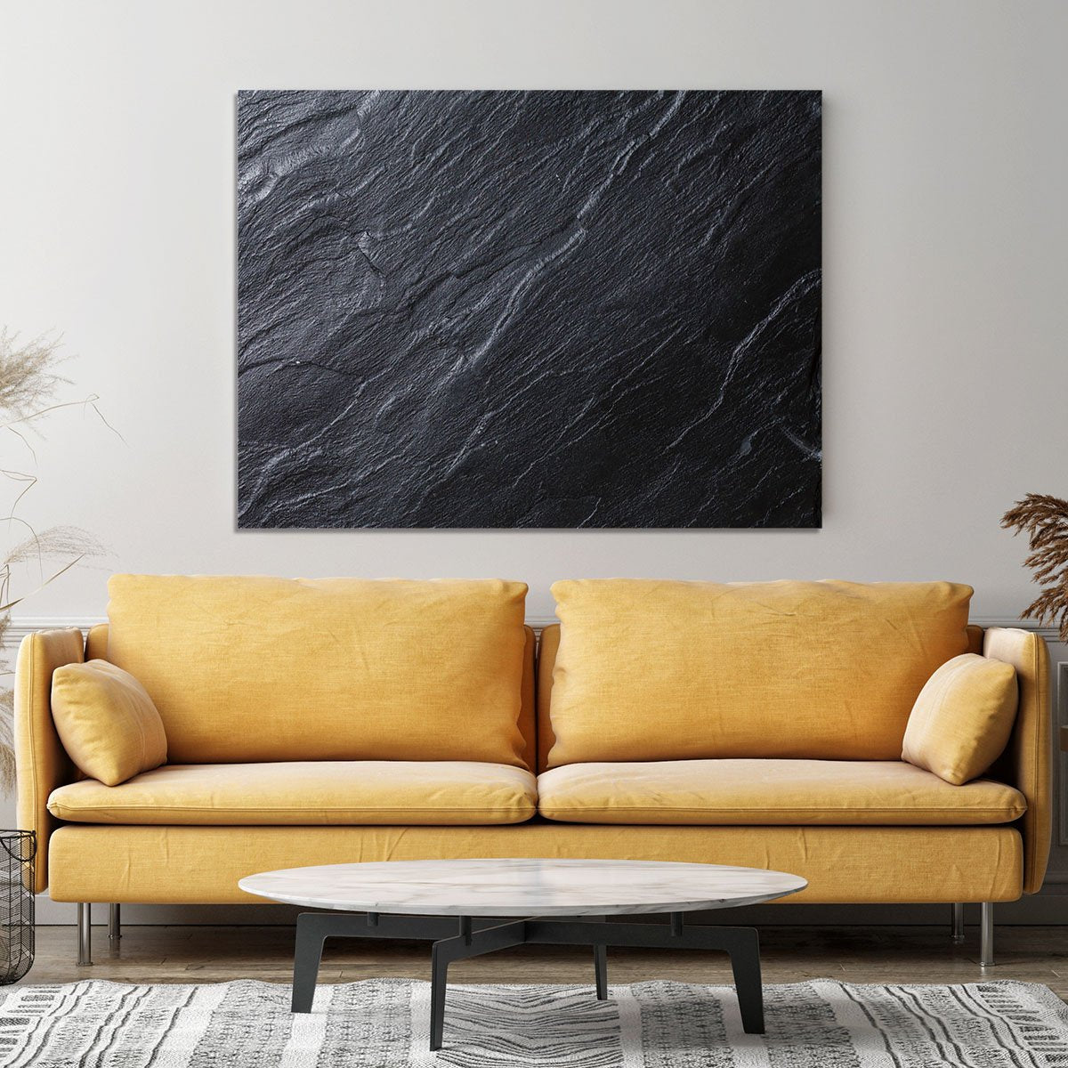 Black Textured Stone Canvas Print or Poster
