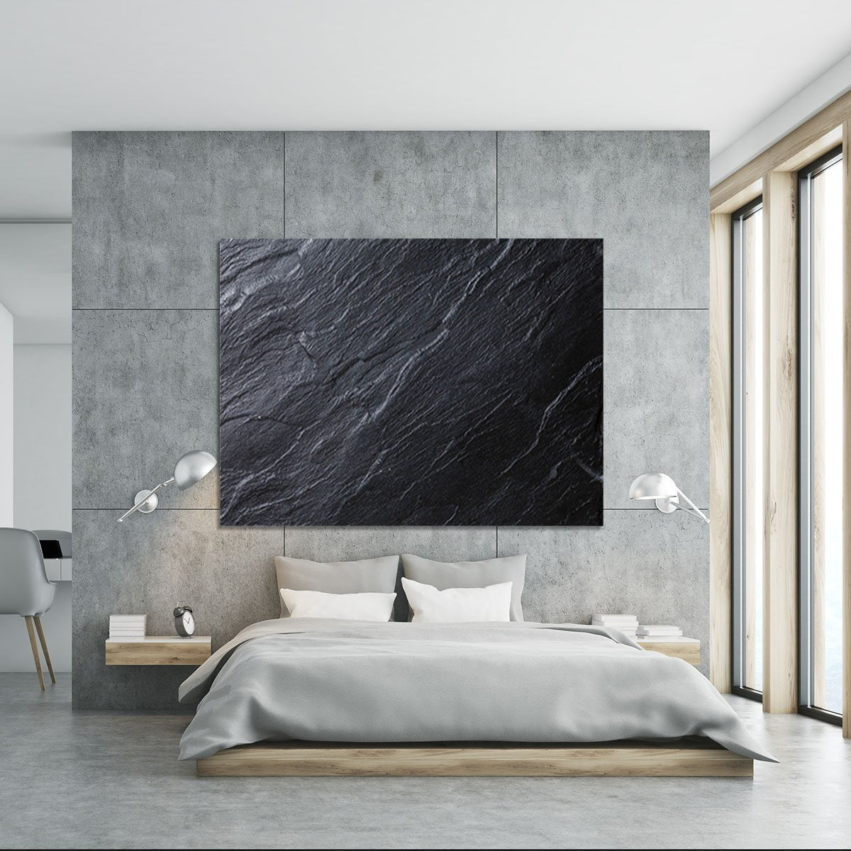 Black Textured Stone Canvas Print or Poster