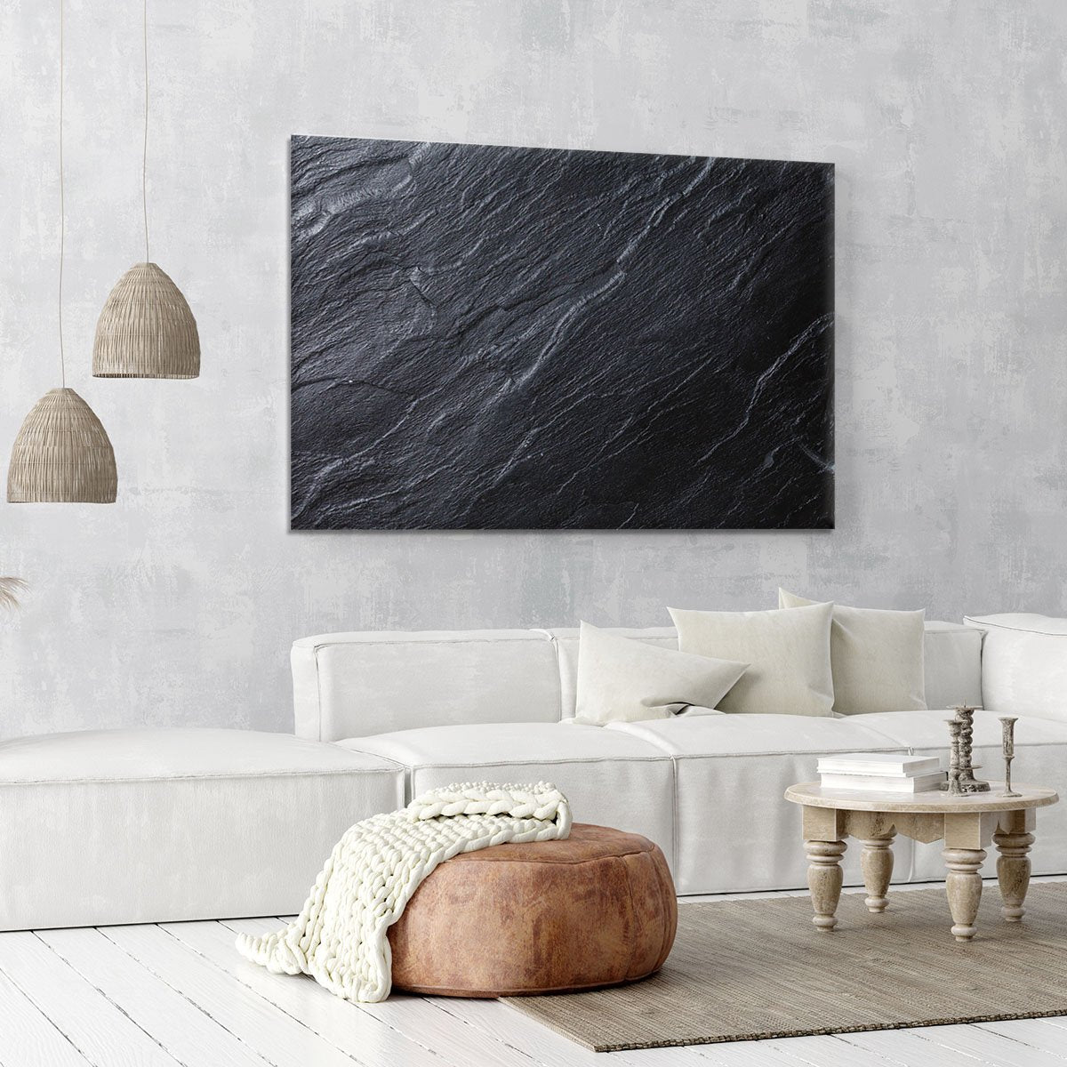 Black Textured Stone Canvas Print or Poster