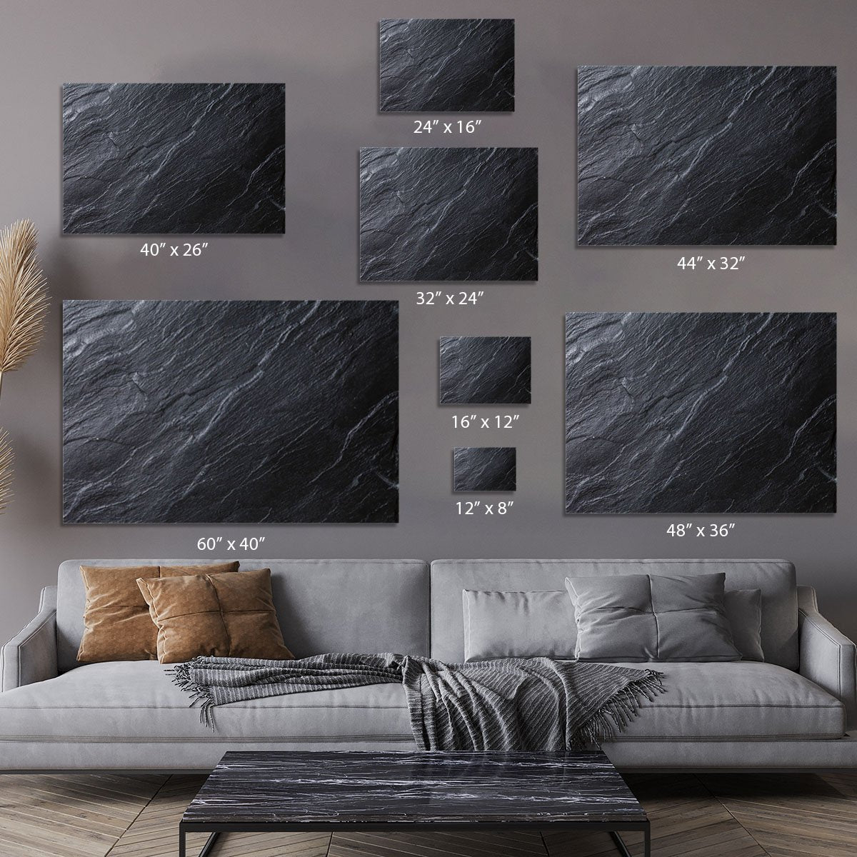 Black Textured Stone Canvas Print or Poster