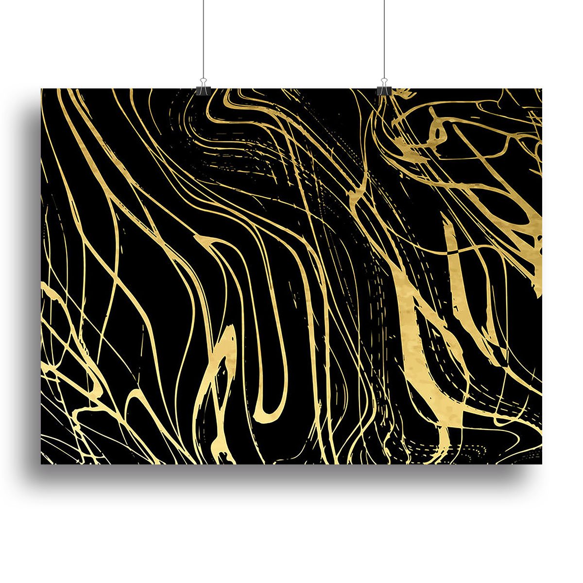Black and Gold Swirled Abstract Canvas Print or Poster