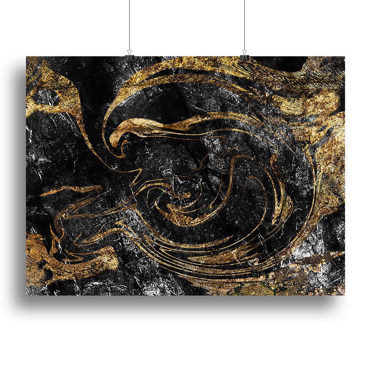 Black and Gold Swirled Marble Canvas Print or Poster