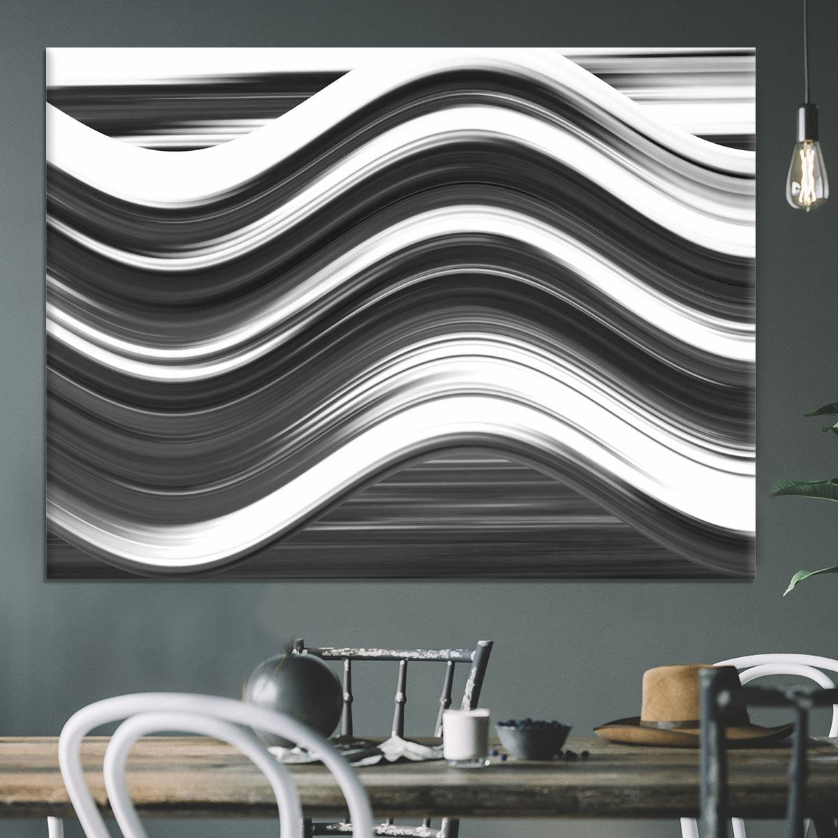 Black and White Wave Canvas Print or Poster