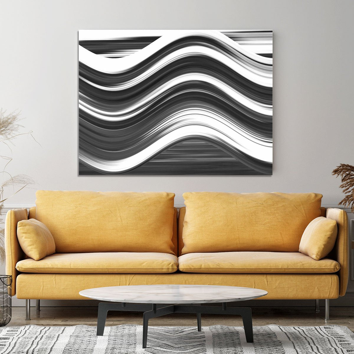 Black and White Wave Canvas Print or Poster