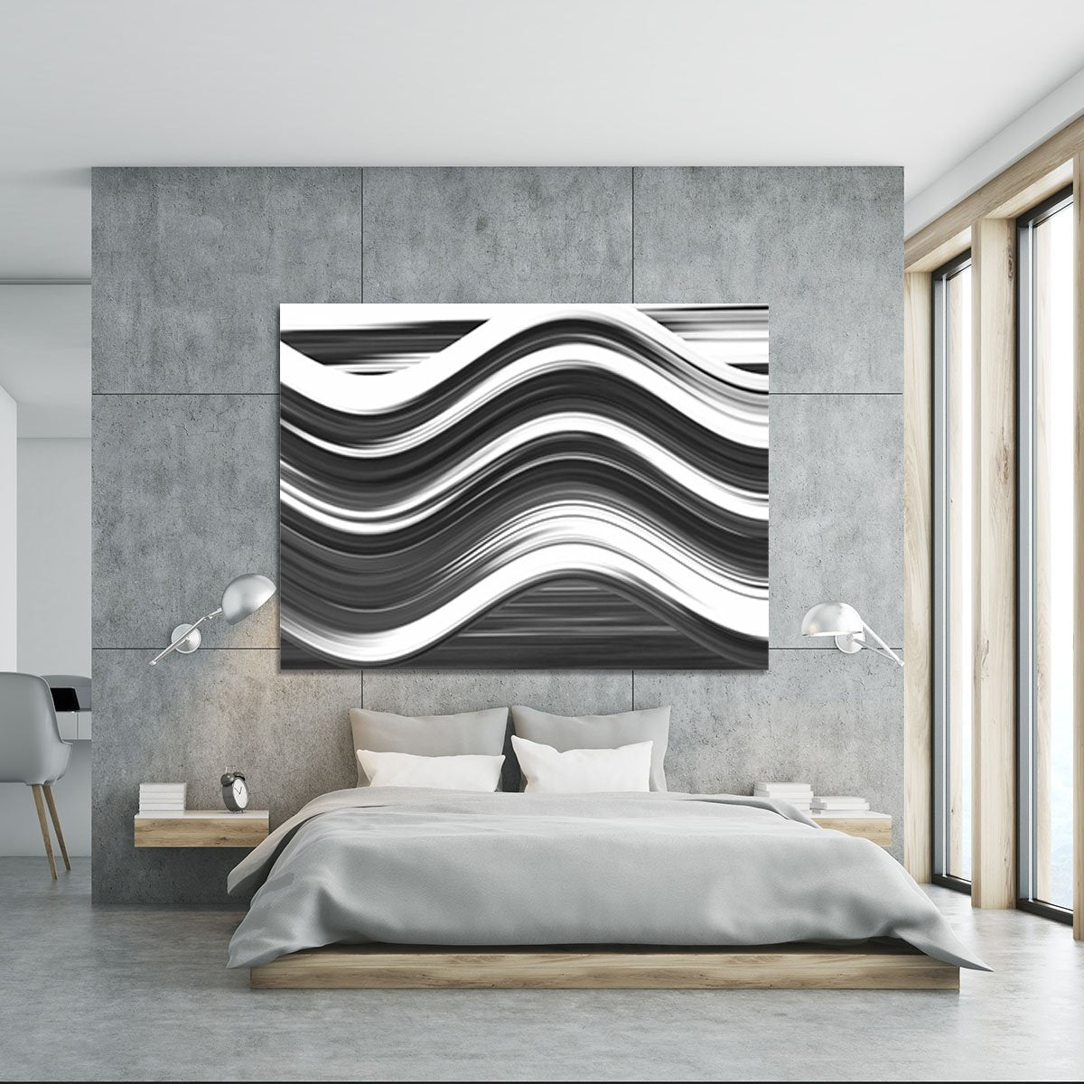 Black and White Wave Canvas Print or Poster