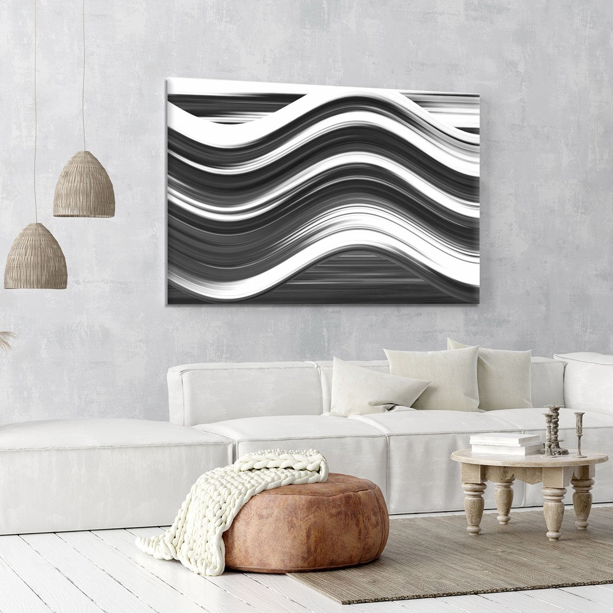 Black and White Wave Canvas Print or Poster