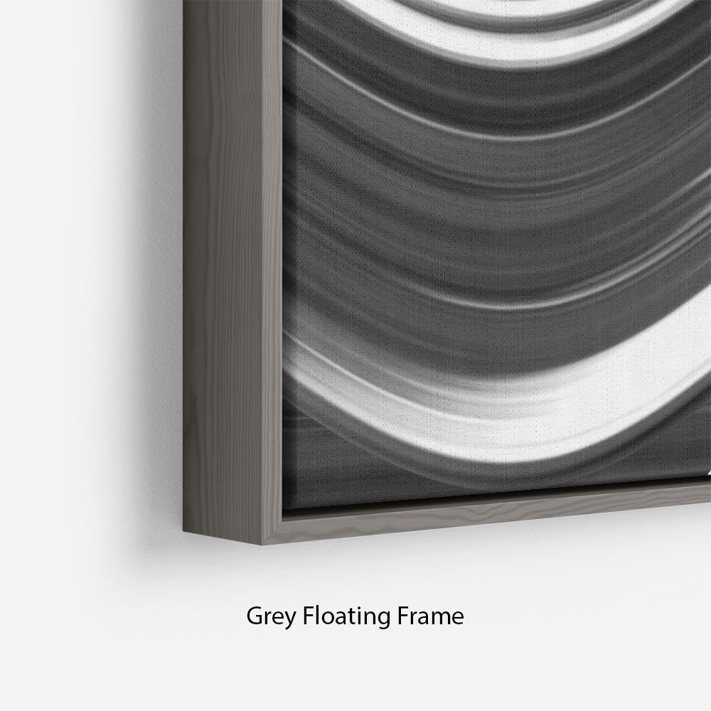 Black and White Wave Floating Frame Canvas - Canvas Art Rocks - 4