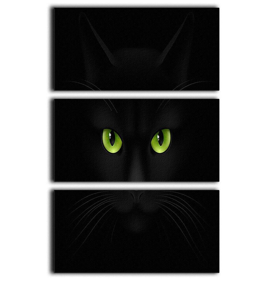 Black cat with green eyes 3 Split Panel Canvas Print - Canvas Art Rocks - 1