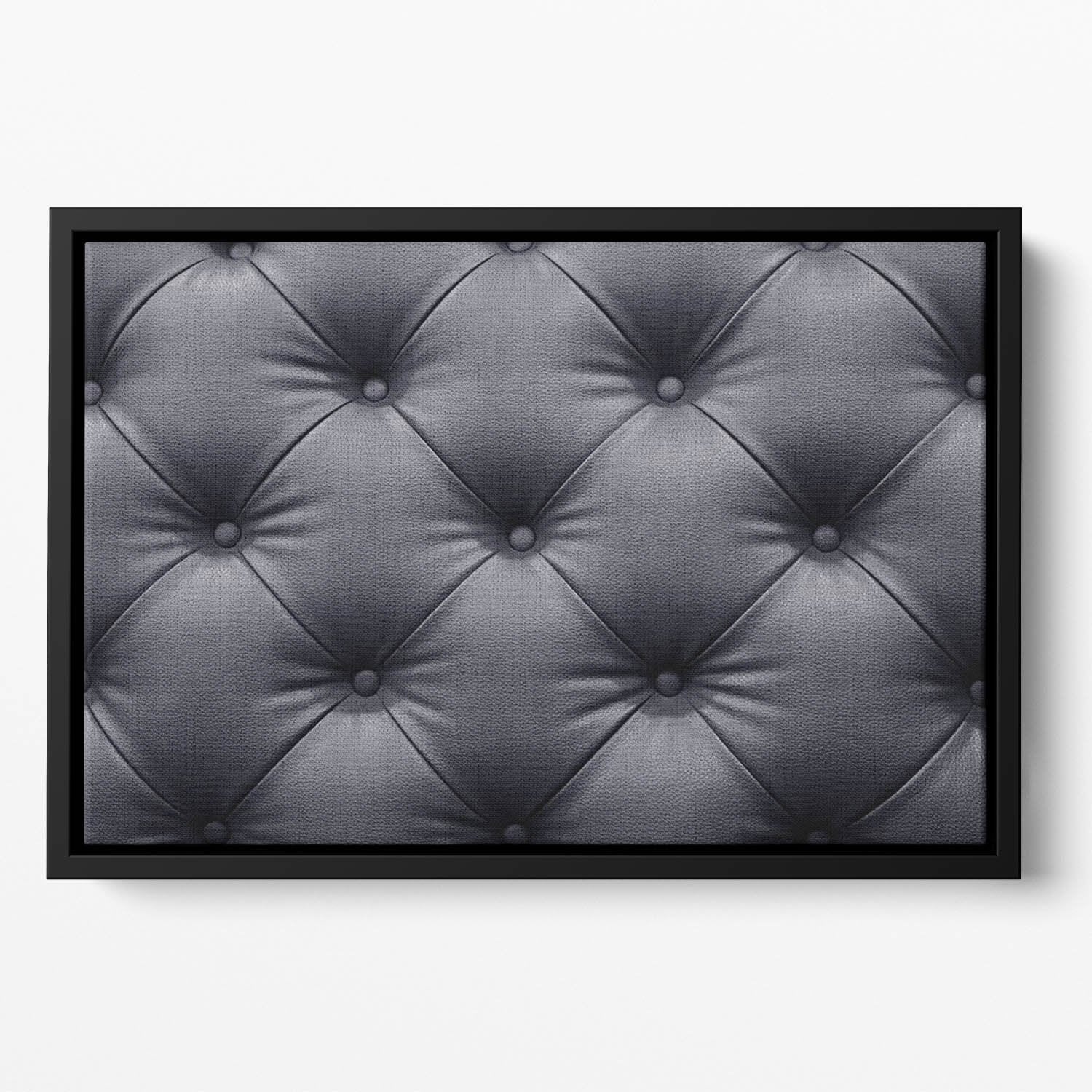 Black leather sofa texture Floating Framed Canvas