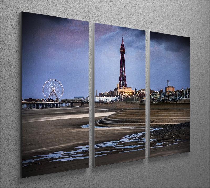 Blackpool Tower 3 Split Panel Canvas Print - Canvas Art Rocks - 2