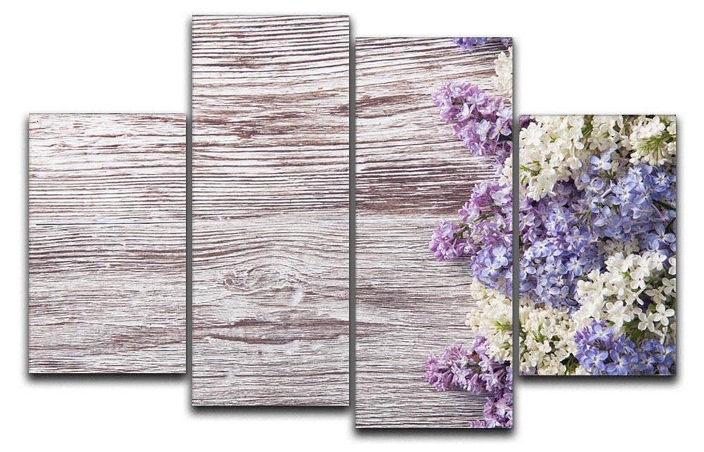 Blossom branch on wooden 4 Split Panel Canvas  - Canvas Art Rocks - 1