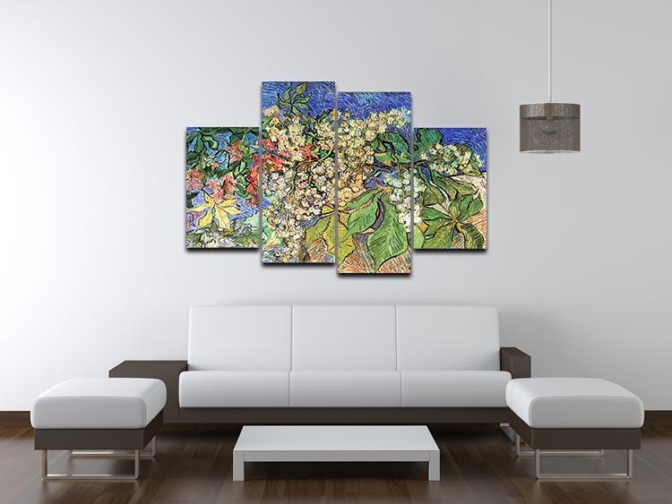 Blossoming Chestnut Branches by Van Gogh 4 Split Panel Canvas - Canvas Art Rocks - 3