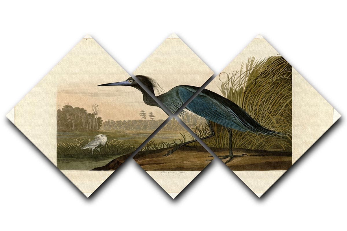 Blue Crane by Audubon 4 Square Multi Panel Canvas - Canvas Art Rocks - 1