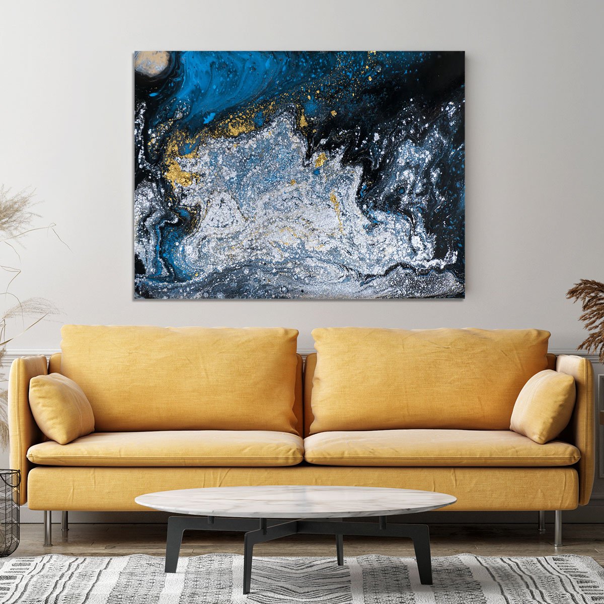 Blue Galaxy Marble Canvas Print or Poster