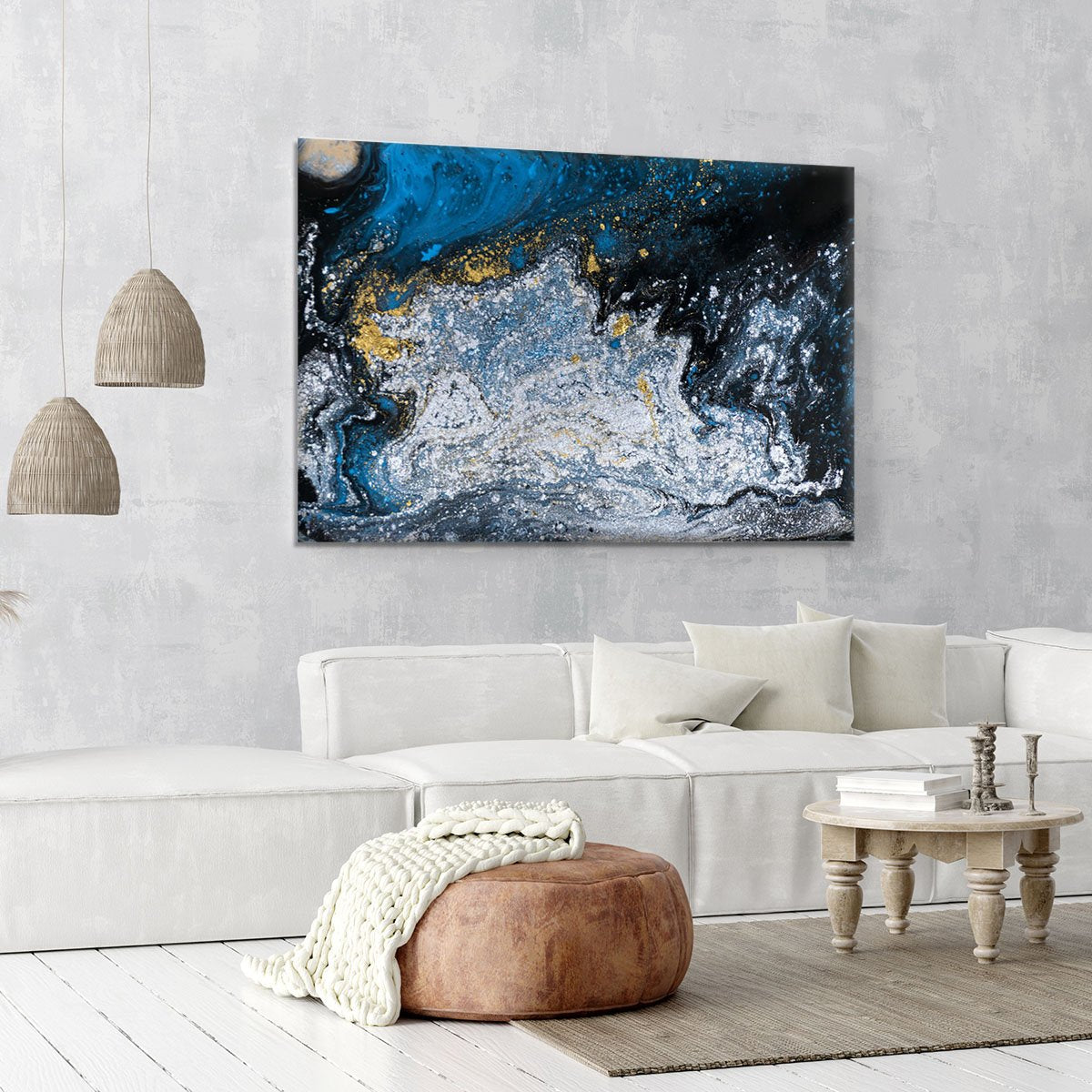 Blue Galaxy Marble Canvas Print or Poster