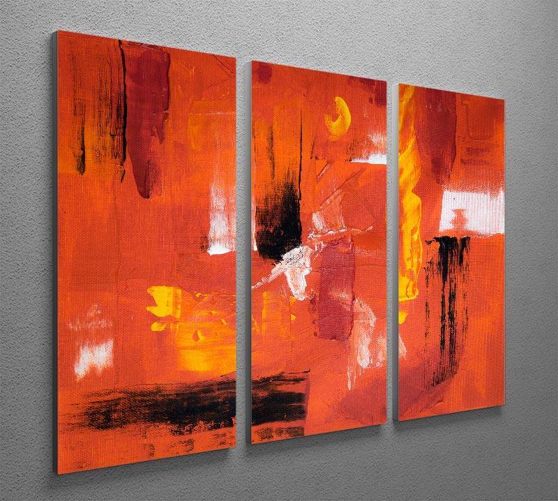Blue Green and Yellow Abstract Painting 3 Split Panel Canvas Print - Canvas Art Rocks - 2