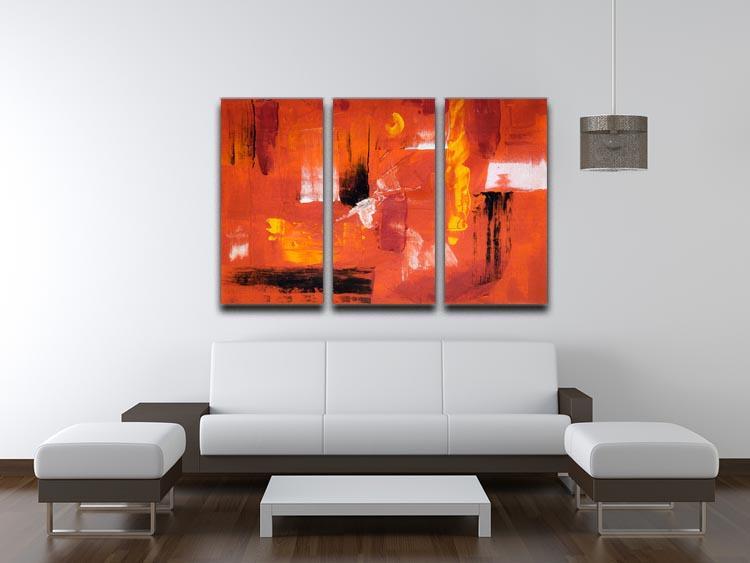 Blue Green and Yellow Abstract Painting 3 Split Panel Canvas Print - Canvas Art Rocks - 3