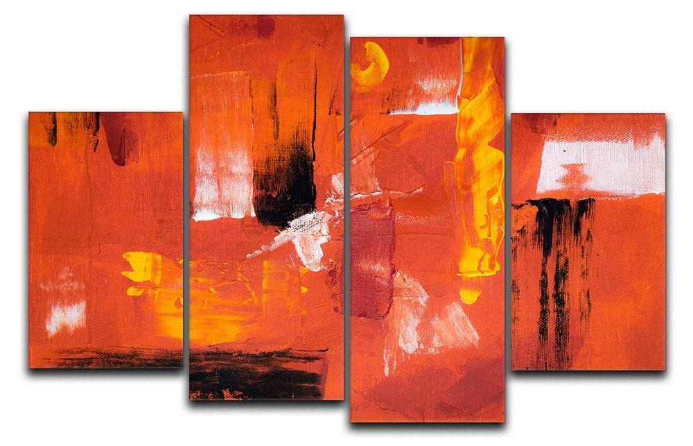 Blue Green and Yellow Abstract Painting 4 Split Panel Canvas  - Canvas Art Rocks - 1