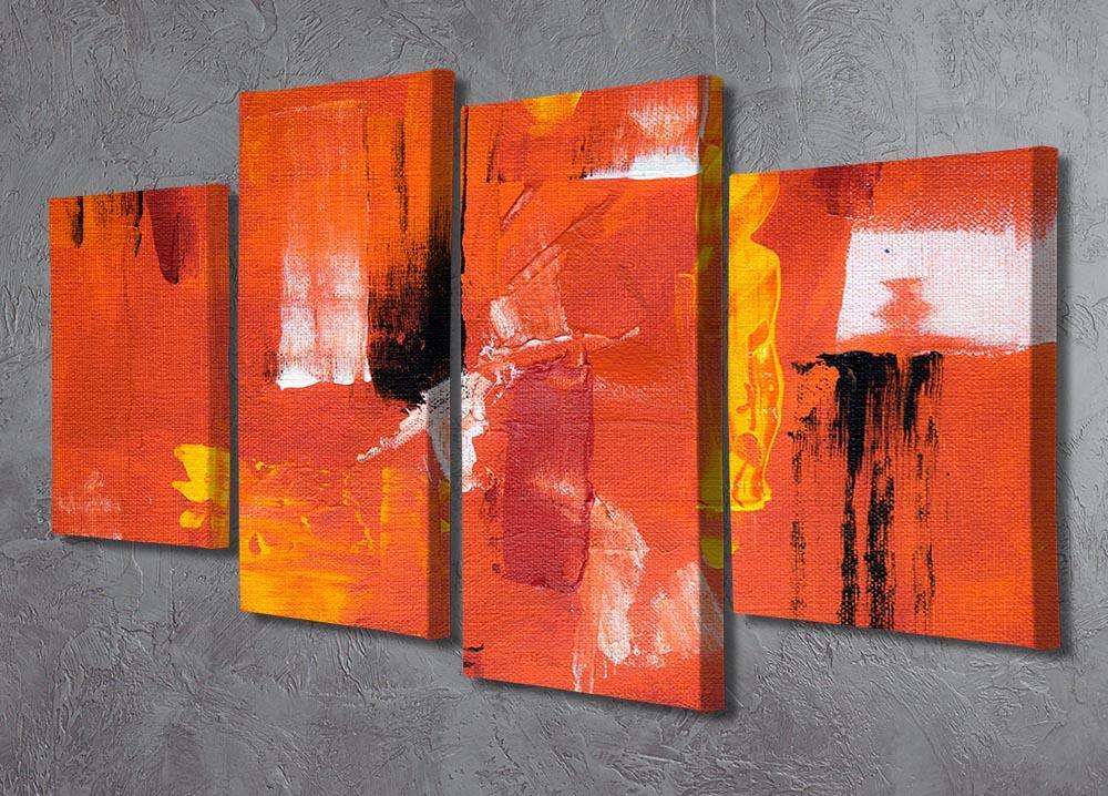Blue Green and Yellow Abstract Painting 4 Split Panel Canvas - Canvas Art Rocks - 2