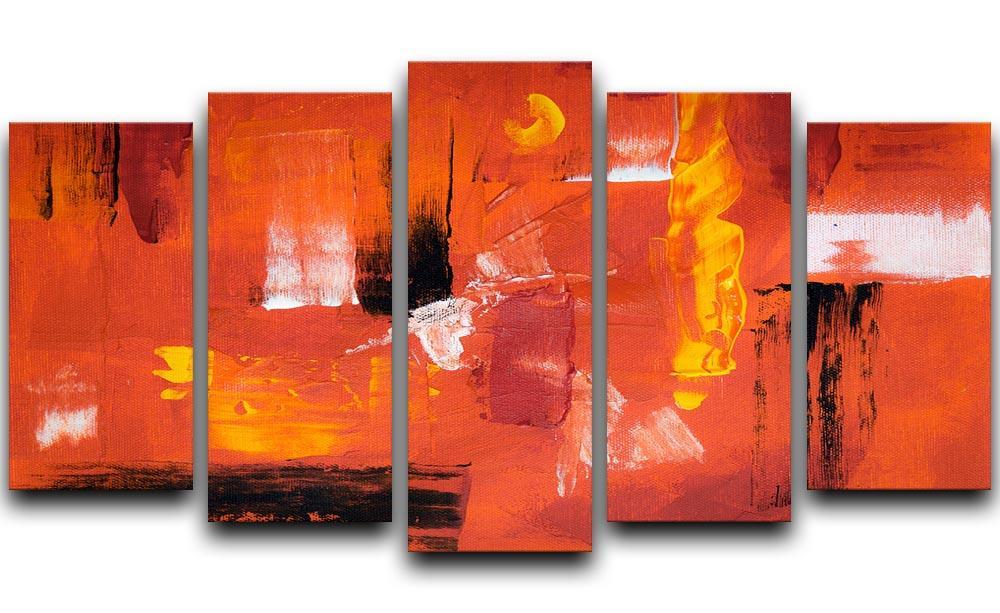 Blue Green and Yellow Abstract Painting 5 Split Panel Canvas  - Canvas Art Rocks - 1