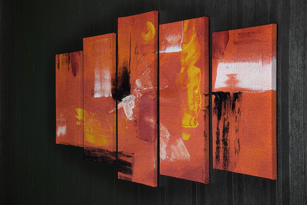 Blue Green and Yellow Abstract Painting 5 Split Panel Canvas - Canvas Art Rocks - 2