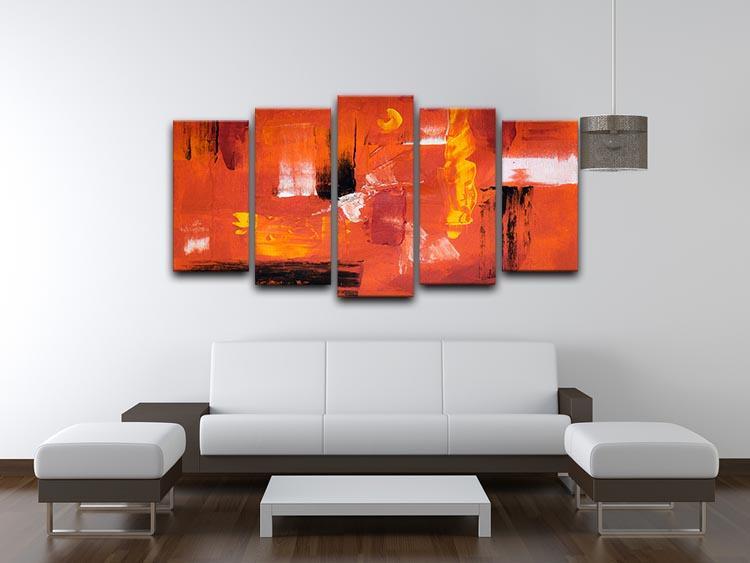Blue Green and Yellow Abstract Painting 5 Split Panel Canvas - Canvas Art Rocks - 3