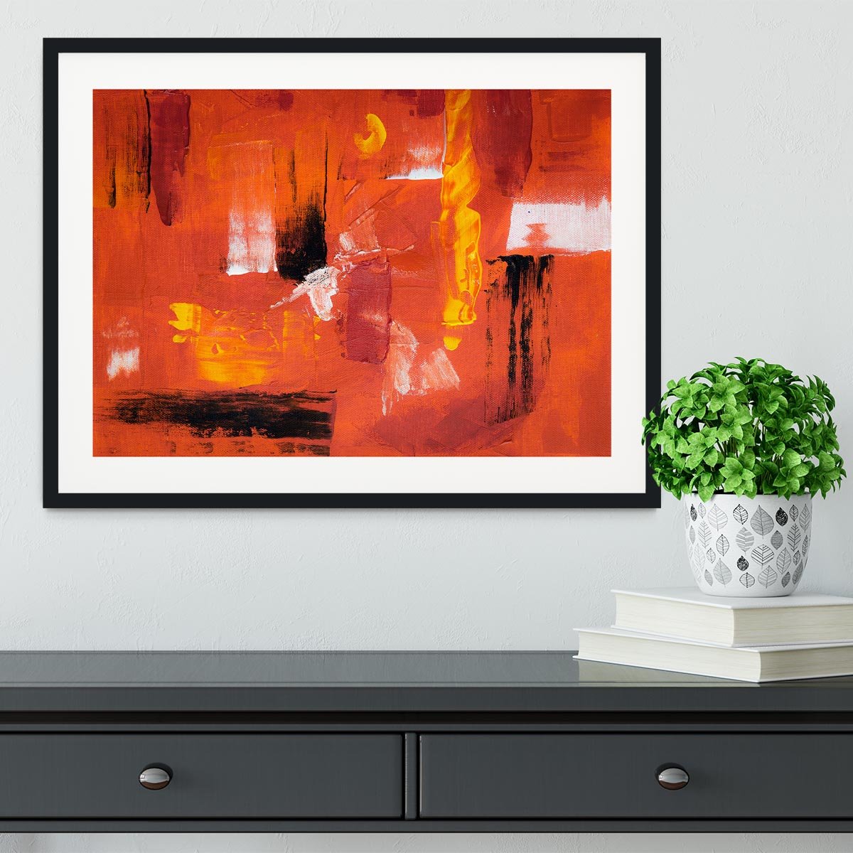 Blue Green and Yellow Abstract Painting Framed Print - Canvas Art Rocks - 1