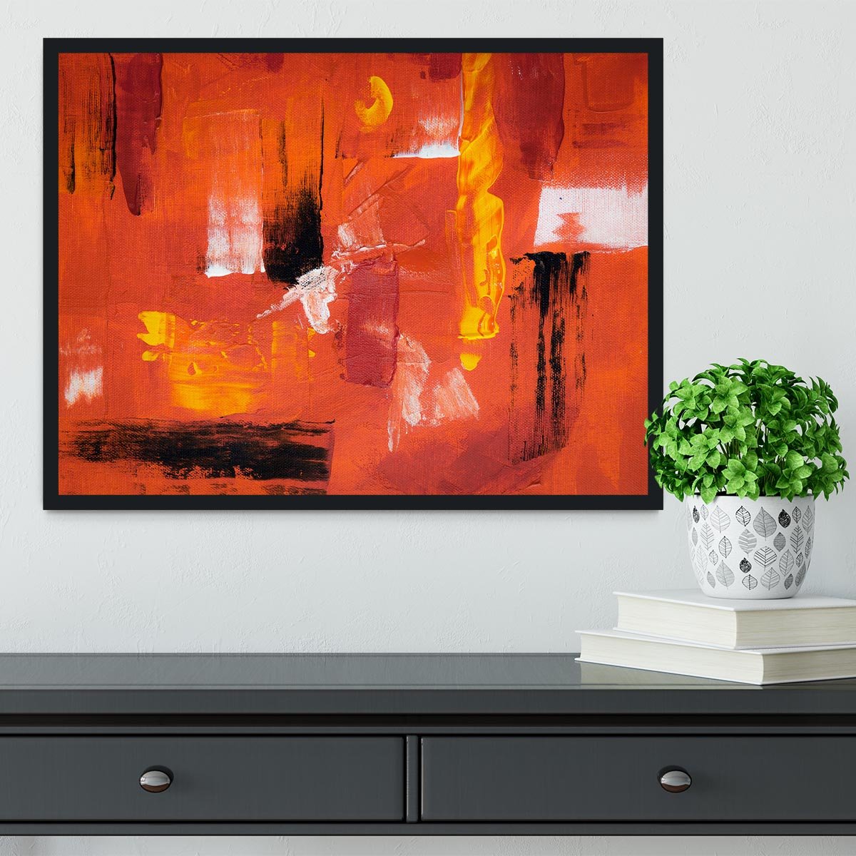 Blue Green and Yellow Abstract Painting Framed Print - Canvas Art Rocks - 2