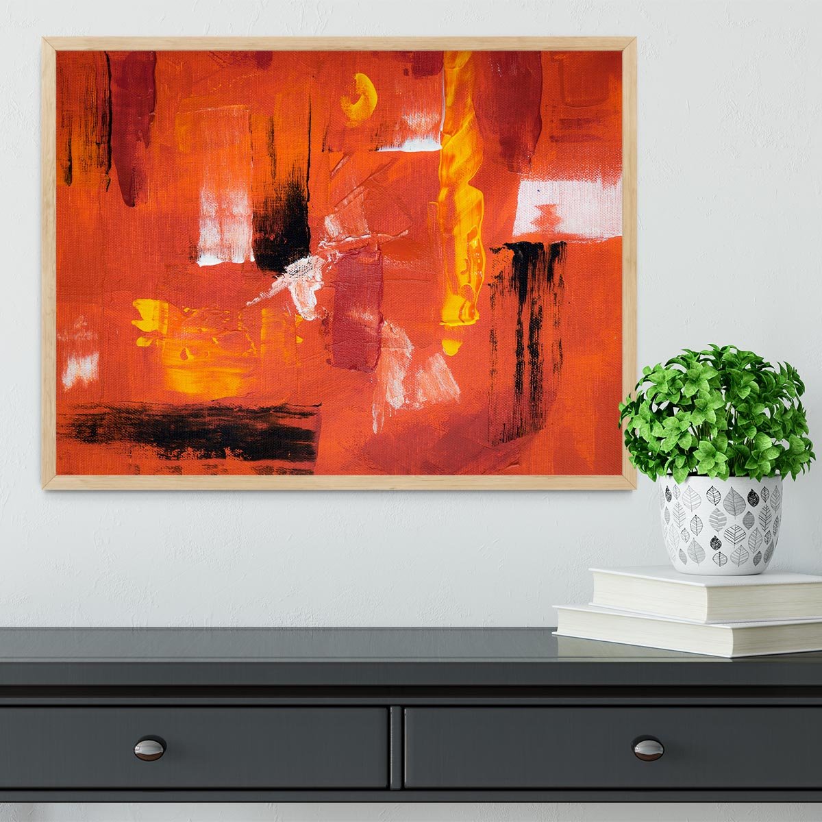 Blue Green and Yellow Abstract Painting Framed Print - Canvas Art Rocks - 4