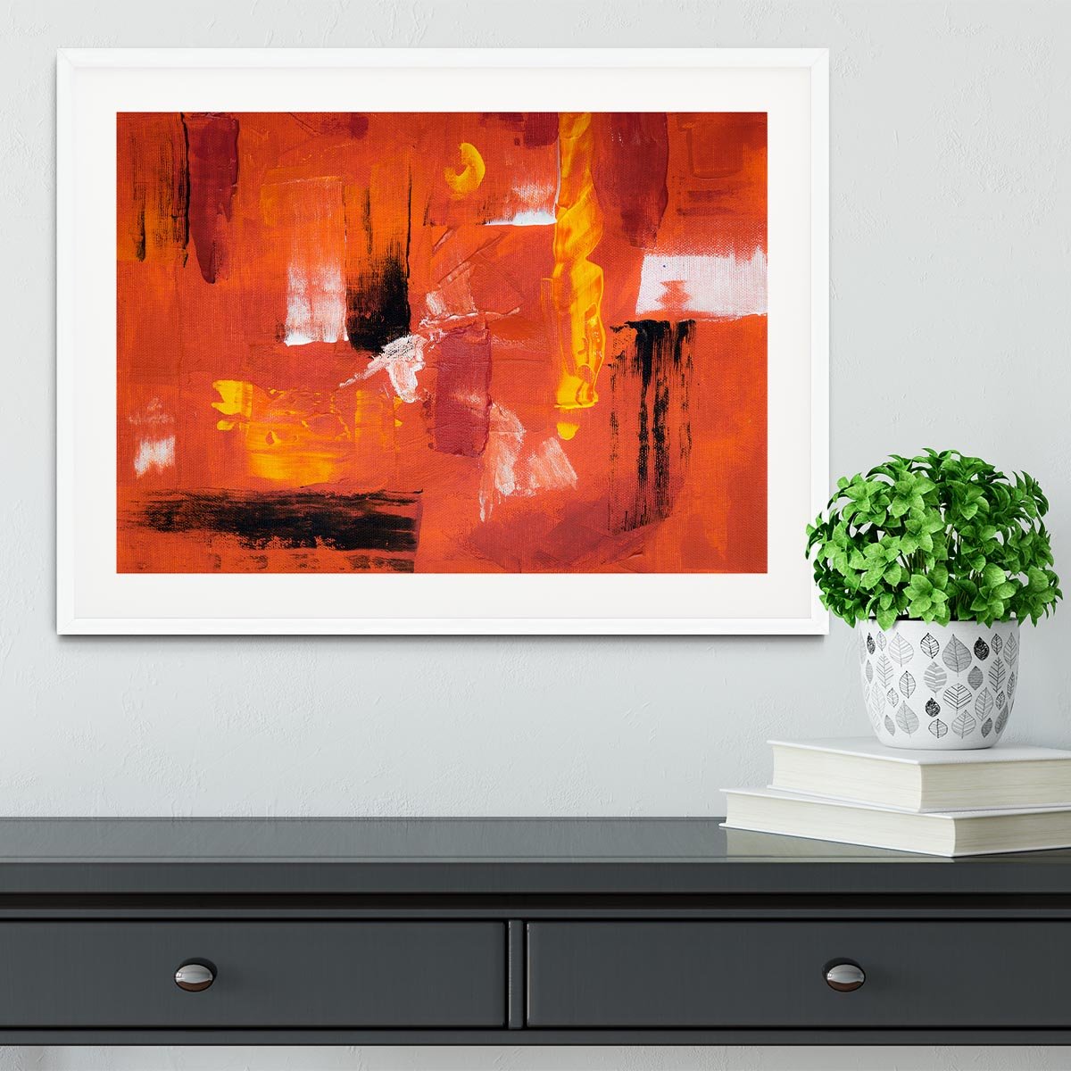 Blue Green and Yellow Abstract Painting Framed Print - Canvas Art Rocks - 5