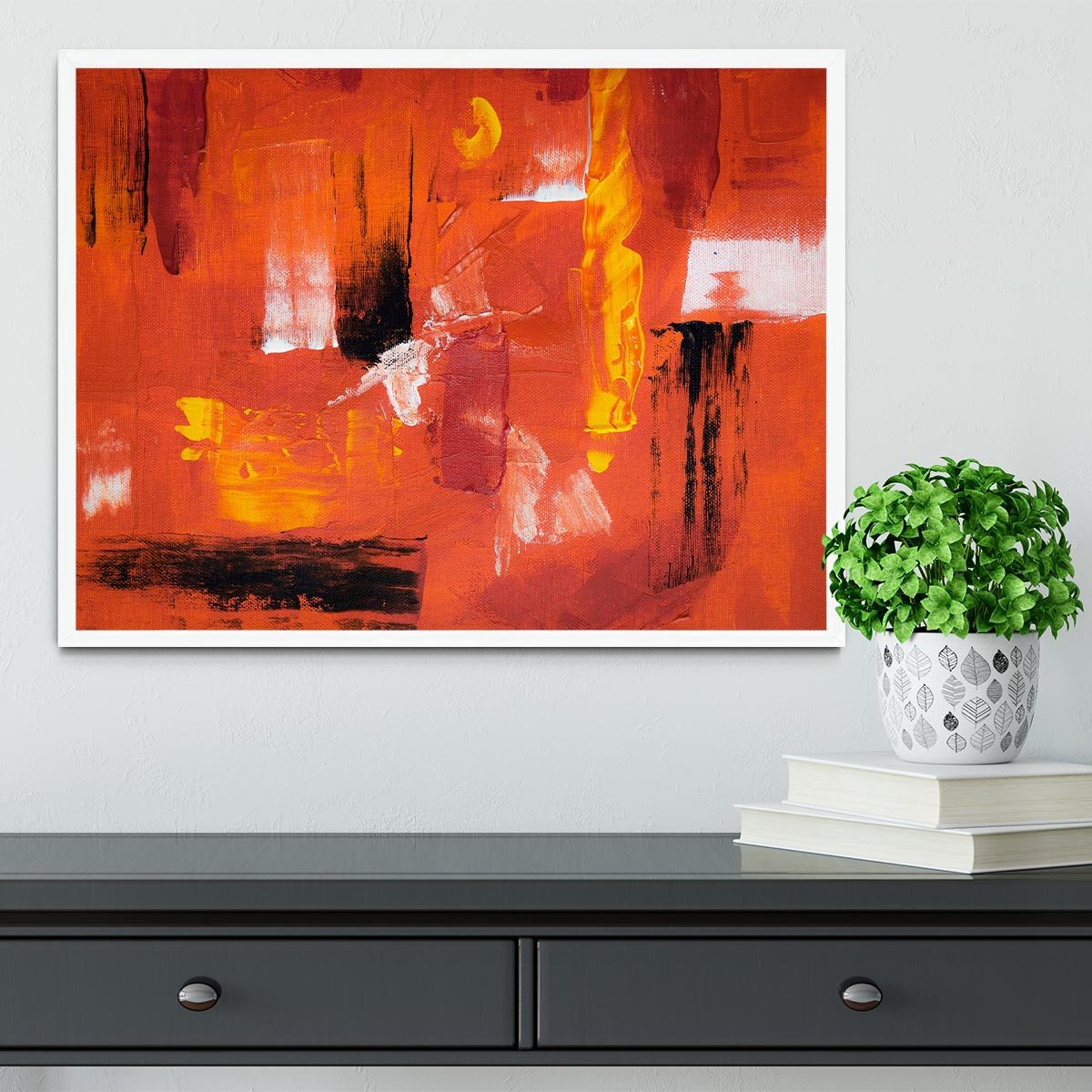 Blue Green and Yellow Abstract Painting Framed Print - Canvas Art Rocks -6