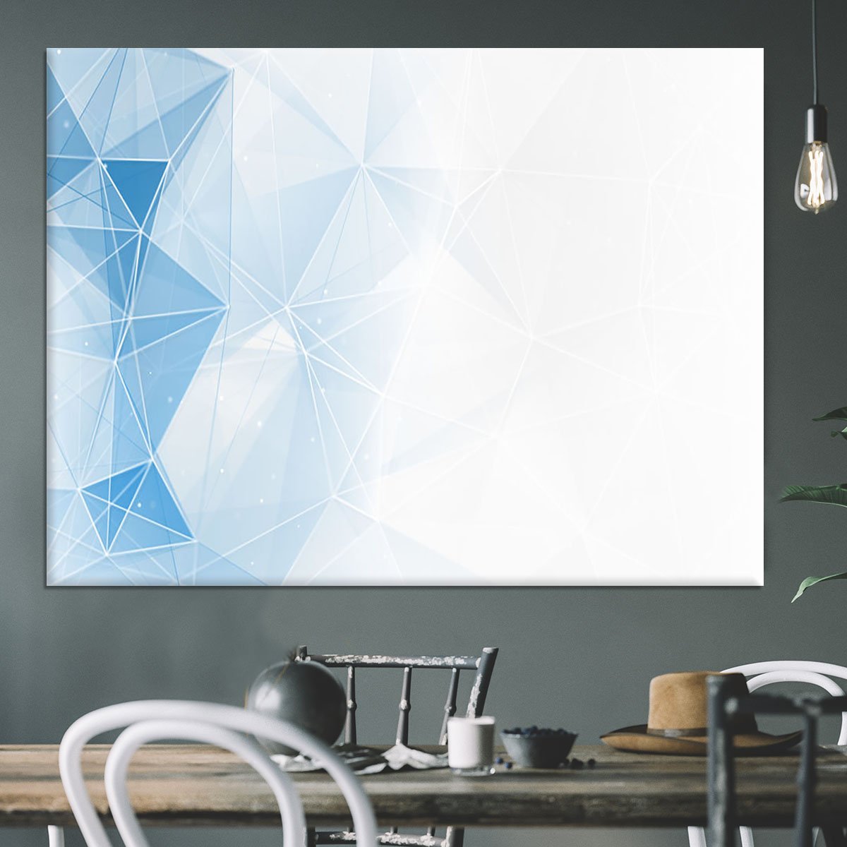 Blue Ombre Geometrical Web Canvas Print or Poster