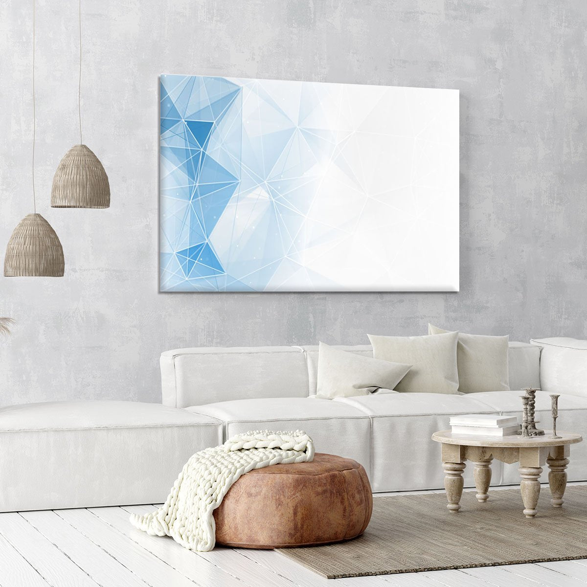 Blue Ombre Geometrical Web Canvas Print or Poster