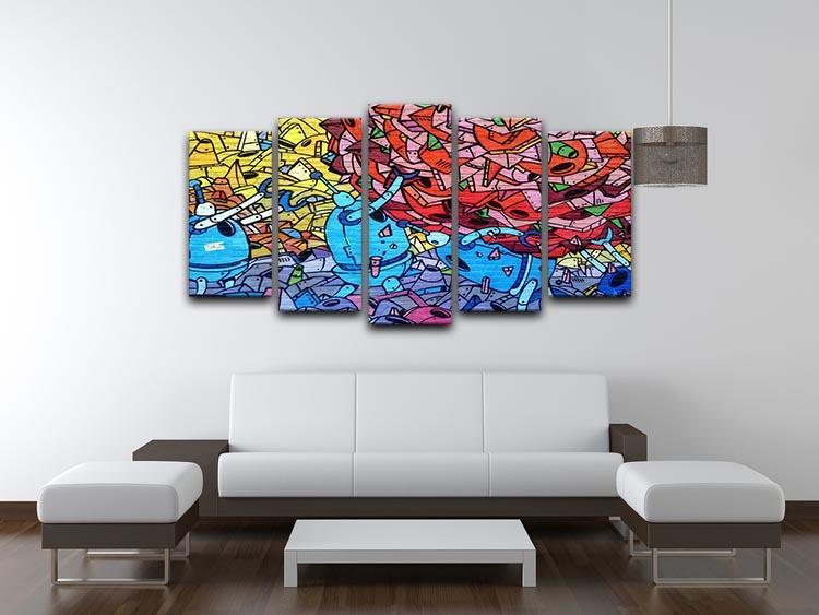 Blue Robot Graffiti 5 Split Panel Canvas - Canvas Art Rocks - 3