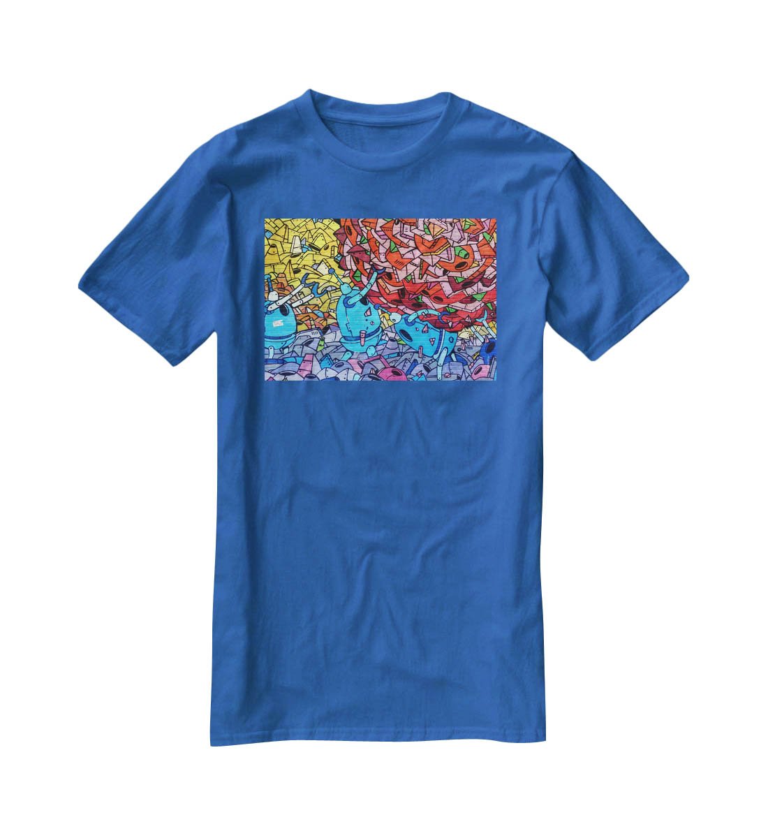 Blue Robot Graffiti T-Shirt - Canvas Art Rocks - 2