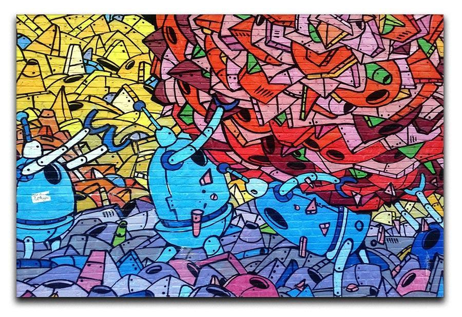 Blue Robot Graffiti Canvas Print or Poster  - Canvas Art Rocks - 1