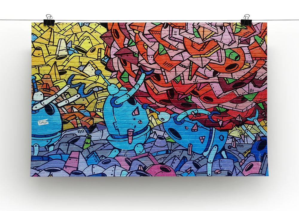 Blue Robot Graffiti Canvas Print or Poster - Canvas Art Rocks - 2