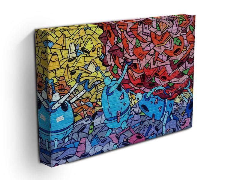 Blue Robot Graffiti Canvas Print or Poster - Canvas Art Rocks - 3