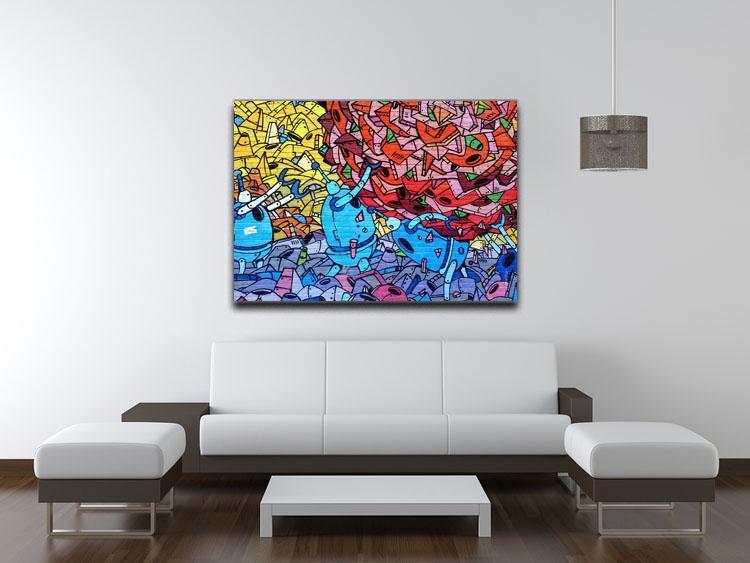 Blue Robot Graffiti Canvas Print or Poster - Canvas Art Rocks - 4
