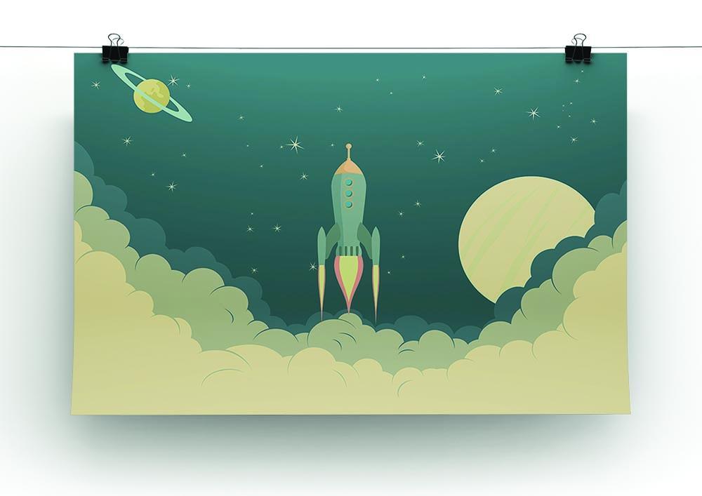 Blue Spaceship taking off Canvas Print or Poster - Canvas Art Rocks - 2