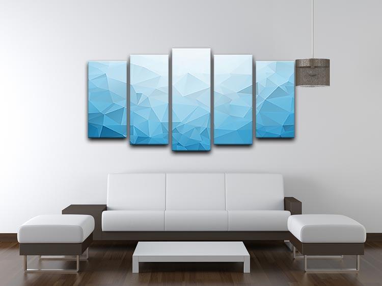 Blue Triangle Texture 5 Split Panel Canvas  - Canvas Art Rocks - 3