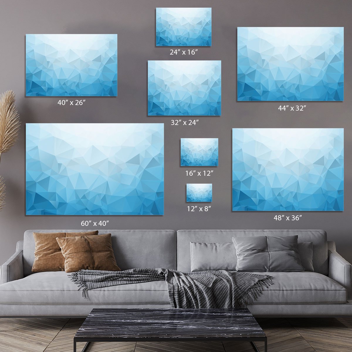 Blue Triangle Texture Canvas Print or Poster