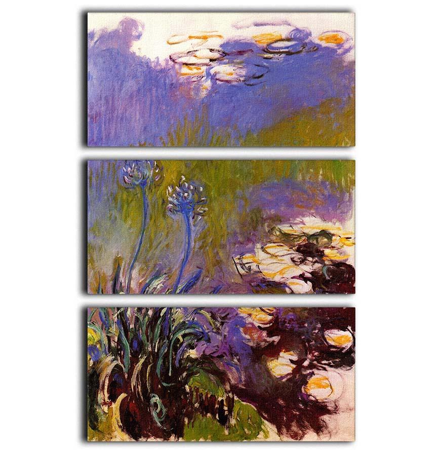 Blue Tuberosen by Monet 3 Split Panel Canvas Print - Canvas Art Rocks - 1