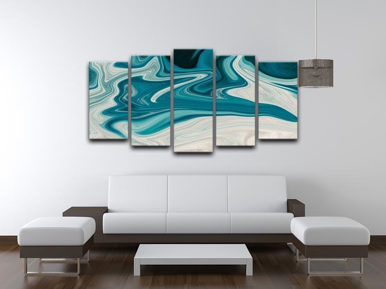 Blue Water Splash 5 Split Panel Canvas - Canvas Art Rocks - 3