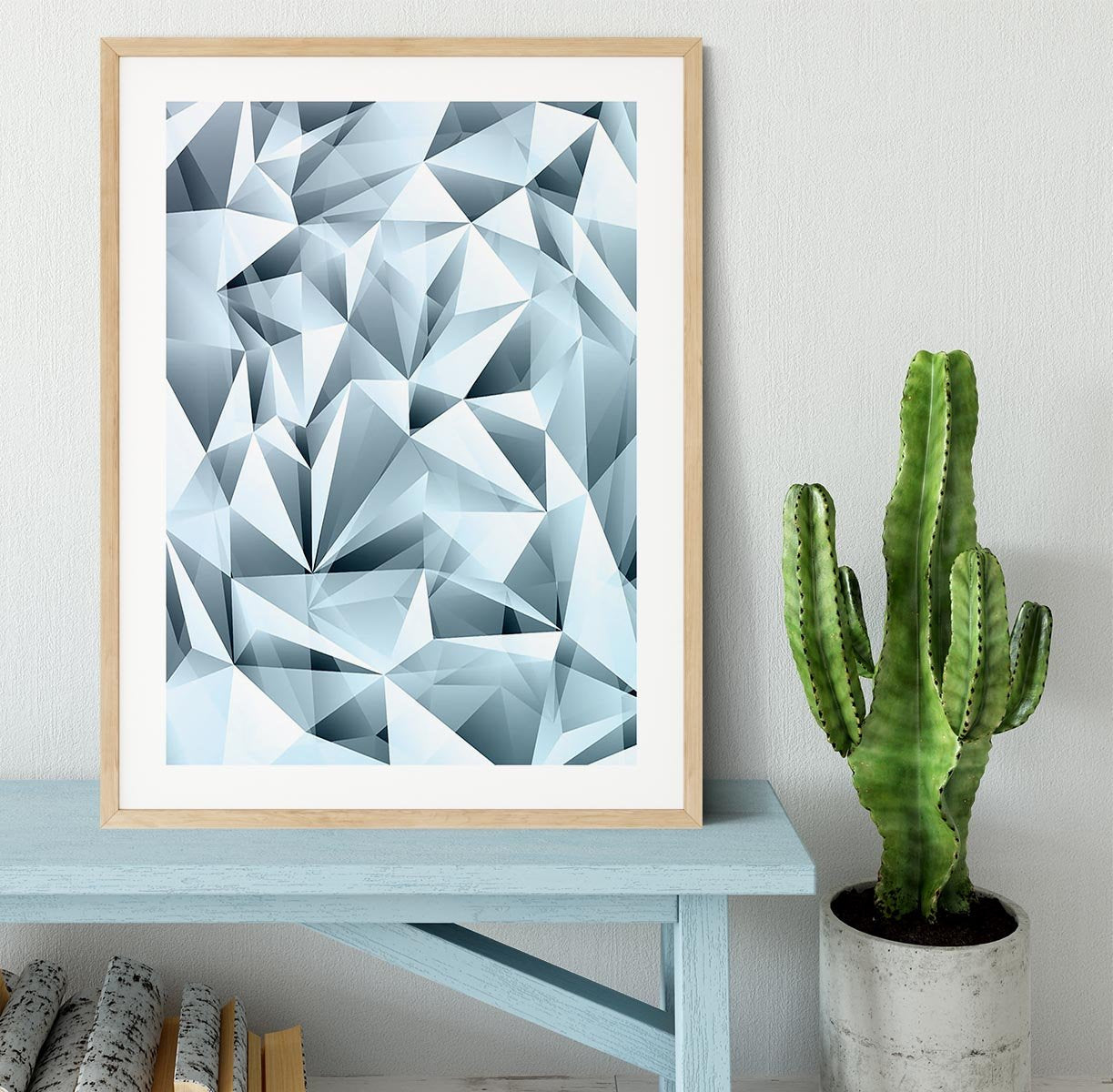 Blue abstract crystal Framed Print - Canvas Art Rocks - 3