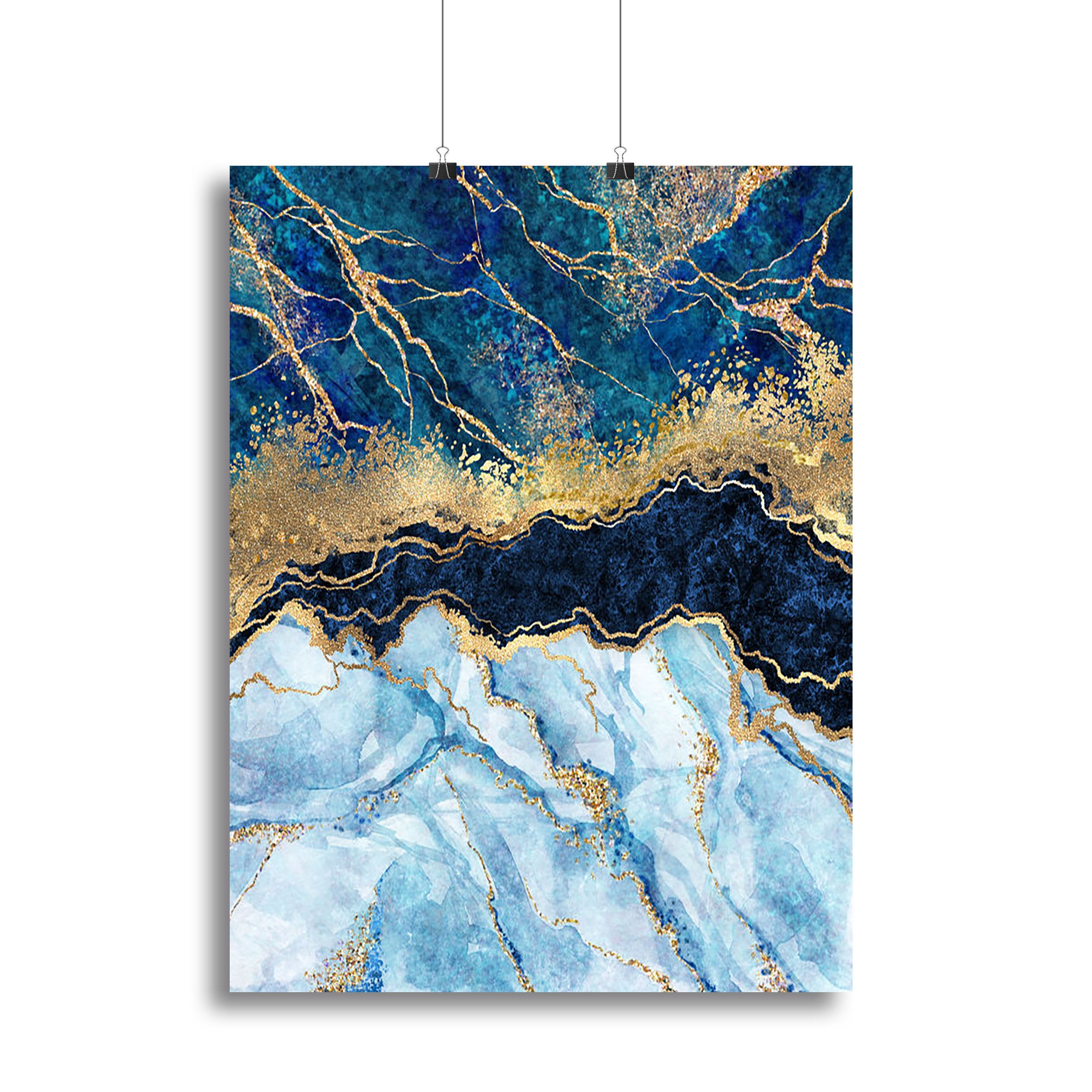 Blue and Gold Layered Marble Canvas Print or Poster