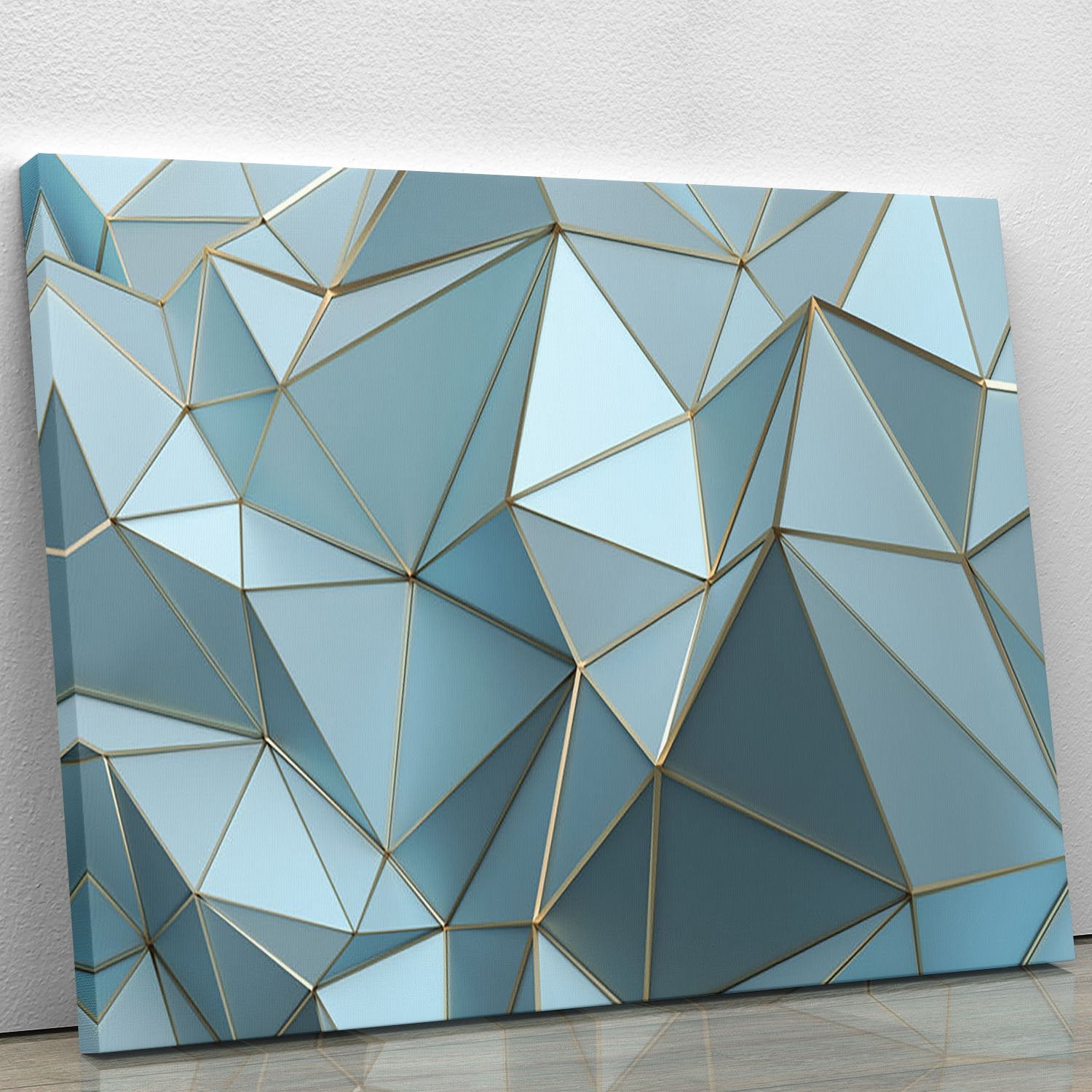 Blue and Gold Triangulated Surface Canvas Print or Poster