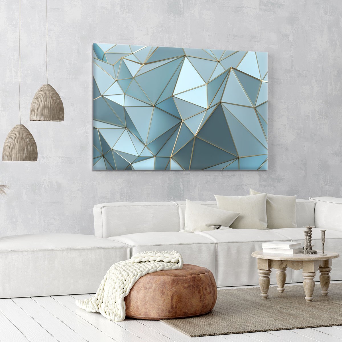 Blue and Gold Triangulated Surface Canvas Print or Poster