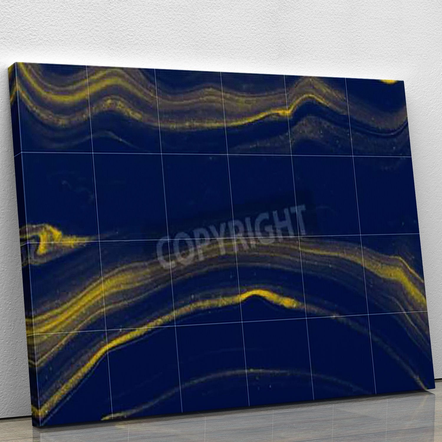 Blue and Gold Veined Marble Canvas Print or Poster