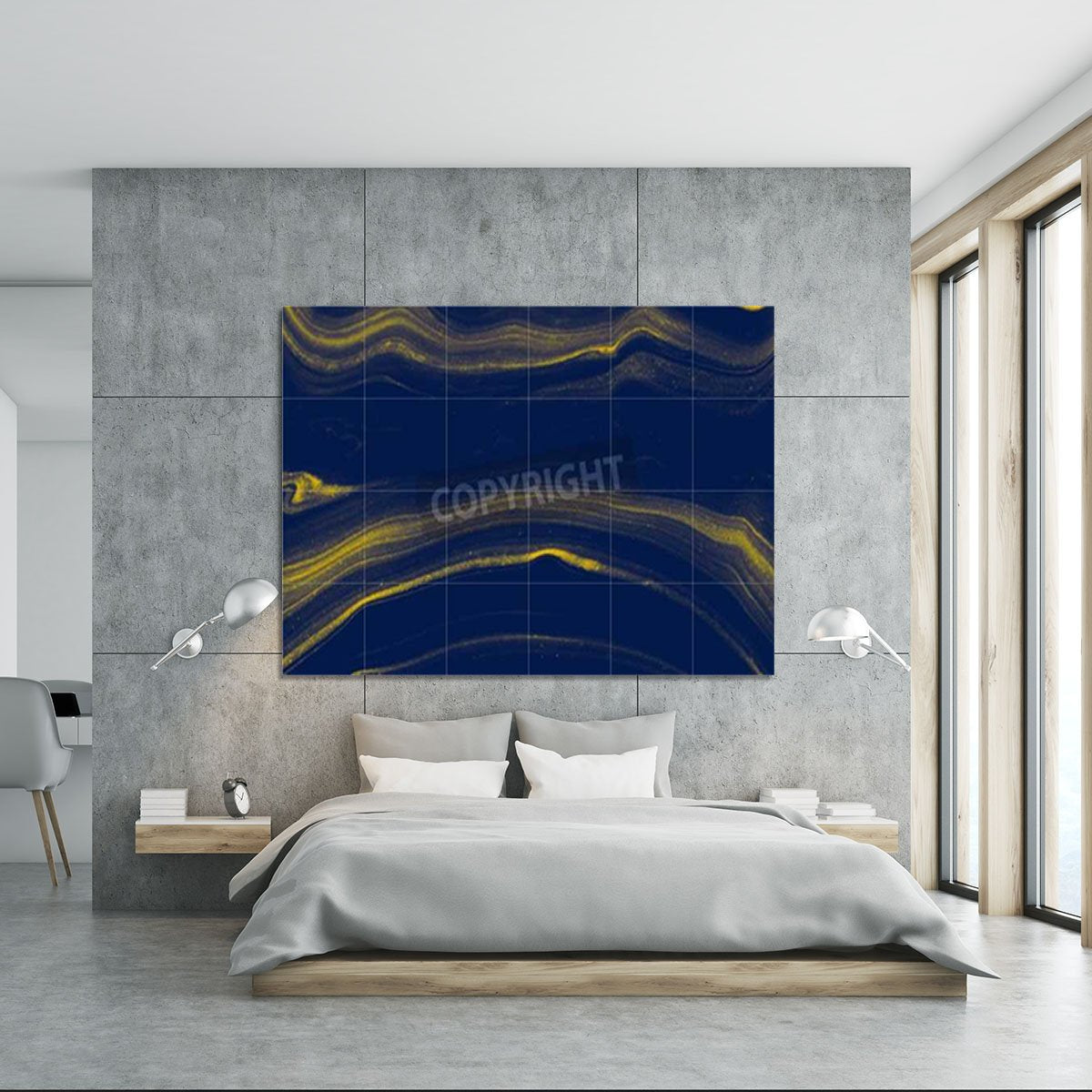 Blue and Gold Veined Marble Canvas Print or Poster